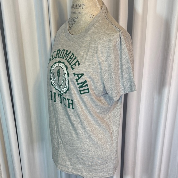 Abercrombie & Fitch Heather Gray Tee with Green Logo - Picture 3 of 9